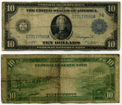 США 10 долларов 1914 голубая серия, подпись WHITE-MELLON, Чикаго Pick 360b бумага 451-196-1