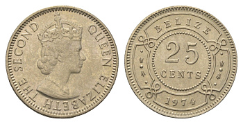 Белиз 25 центов 1974 KM 36 медно-никель UNC 4666-716