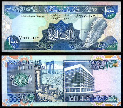 Ливан 1000 ливров 1988 Pick 69a бумага UNC (пресс) 7201-20-2