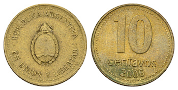 Аргентина 10 сентаво 2006 KM 107 алюминиевая бронза 4549-1164