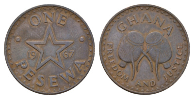 Гана 1 песева 1967 KM 13 бронза 4662-414
