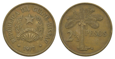 Гвинея-Бисау 2 1/2 песо 1977 KM 19 алюминиевая бронза 4626-456