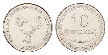Восточный Тимор 10 сентаво 2004 KM 3 сталь плакированная никелем UNC 4669-729