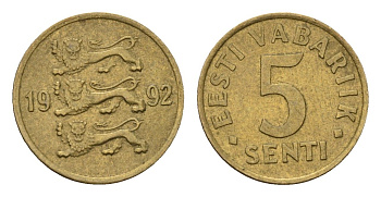 Эстония 5 сентов 1992 KM 21 латунь 4694-1268