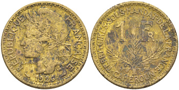 Французский Камерун 1 франк 1926 (а), монетный двор Париж KM 2 алюминиевая бронза 73-325