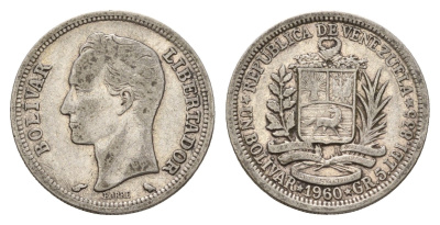 Венесуэла 1 боливар 1960 Симон Боливар Y 37a серебро 4128-725