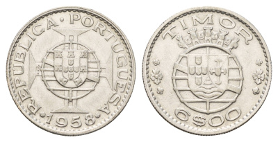 Португальский Тимор 6 эскудо 1958 год-тип KM 15 серебро 4671-815