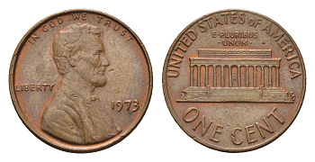 США 1 цент 1973 Линкольн KM 201 медь цинк 4684-159