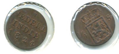 Нидерландская Восточная Индия 1/4 стуйвера 1824 Суматра KM 287 медь 503-533