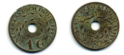 Нидерландская Восточная Индия 1 цент 1942 P KM 317 бронза 56-1224