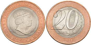 Ангола 20 кванза 2014 Королева Зинга Мбанди Нгола (1582-1663) KM 111 биметалл aUNC 69-134