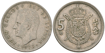 Испания 5 песет 1975 (80), Хуан Карлос I (1975-2014) KM 807 медно-никель 4616-947