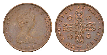 Остров Мэн 1 пенни 1975 Елизавета II (1952-2022) KM 20 бронза 4655-929