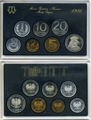 Польша набор из 7 монет 1986 в пластике, тираж 5000 экз. KM PS 5 PROOF 5-4-4-12