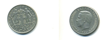 Греция 50 лепта 1966 Константин II (1966-1973) KM 88 медно-никель 80-751