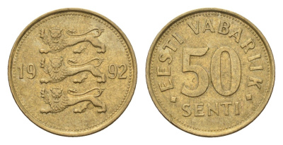 Эстония 50 сентов 1992 KM 24 латунь 4689-736