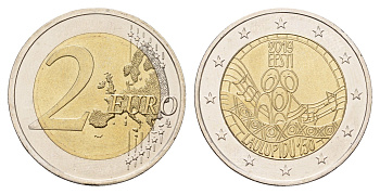 Эстония 2 евро 2019 150 лет первому Эстонскому празднику песни KM 90 биметалл UNC 68-715