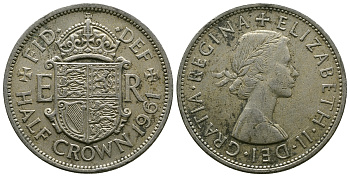 Великобритания 1/2 кроны 1961 Елизавета II (1952-2022) KM 907, Spink 4145 медно-никель 4381-1012