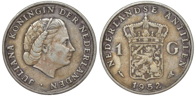 Нидерландские Антилы 1 гульден 1952 Юлиана (1948-1980) KM 2 серебро 36-916