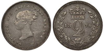 Великобритания 2 пенса 1876 Виктория (1837-1901) Spink 3919, KM 729 серебро PROOFLIKE 1524-433