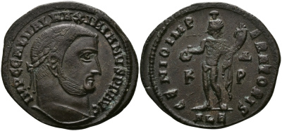 Римская Империя нуммий 308 - 311 Галерий GENIO IMPERATORIS Александрия Very fine RIC 101a бронза 1073-10-22