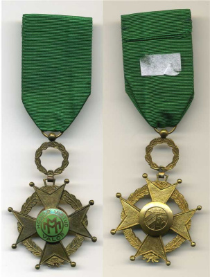 Куба орден до 1959 За военные заслуги, категория За особые заслуги (с зеленой эмалью), 4-й класс, золоченая бронза. 00-704-06