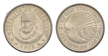 Никарагуа 5 сентаво 1972 KM 24.2a сталь плакированная никелем 4640-964