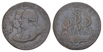 Великобритания, Мидлсекс 1/2 пенни ND токен, Георг и Шарлотта Dalton & Hamer 945a медь 1526-623