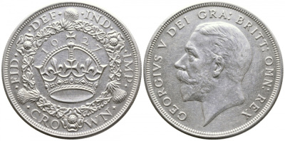 Великобритания 1 крона 1927 Георг V (1910-1936), дом Виндзоров (1910-) , тираж 15000 экземпляров KM 836, Spink 4036 серебро 00-803-45