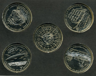 Куба набор из 5 монет по 1 песо 2000 история навигации, в оригинальном буклете медно-никель UNC 7-4-2-40