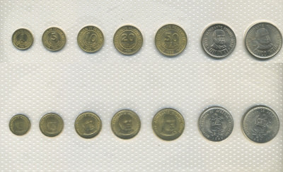 ПЕРУ НАБОР ИЗ 7 МОНЕТ 1985-1988 ЗАПАЙКА В ЦЕЛЛОФАН UNC 3-6-3-55