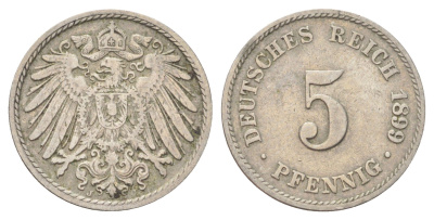 Германия 5 пфеннигов 1899 J KM 11, J. 12 медно-никель 4701-1027