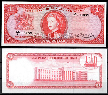 Тринидад и Тобаго 1 доллар 1966 L. 1964 Pick 26 b (2) бумага UNC (пресс) 451-1088-3