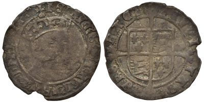 Англия 1 гроут (4 пенса) ND (1544-1547) Генрих VIII (1509-1547), Seaby 2369 серебро 00-821-55