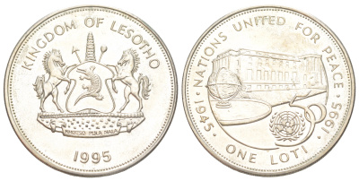 Лесото 1 лоти 1995 50 лет ООН KM 60 медно-никель BU 1523-821