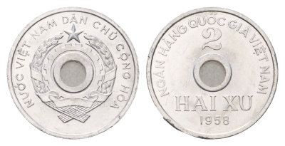 Северный Вьетнам 2 су 1958 год-тип KM 6 алюминий UNC 35-138