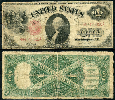 США 1 доллар 1917 высадка Колумба, Джордж Вашингтон, Elliott, Burke Pick 187 (2)  бумага   451-376-1-2