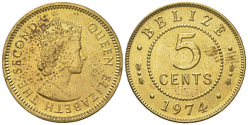 Белиз 5 центов 1974 KM 34 никель латунь UNC 4618-1235