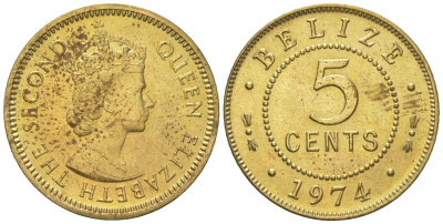 Белиз 5 центов 1974 KM 34 никель латунь UNC 4618-1235