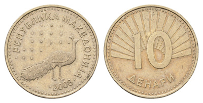 Македония 10 денаров 2008 KM 31 медь цинк никель 4699-314