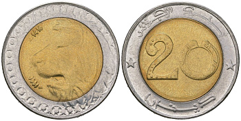 Алжир 20 динаров 1996 KM 125 биметалл UNC 4619-312