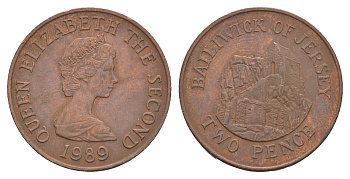 Джерси 2 пенса 1989 Елизавета II (1952-2022), Сент-Хелиер KM 55 бронза    4660-222