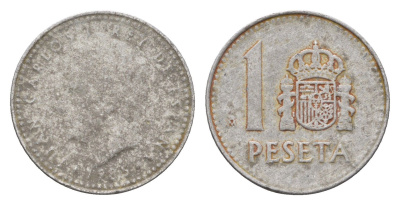 Испания 1 песета 1985 M, Хуан Карлос I (1975-2014) KM 821 алюминий 4684-1256