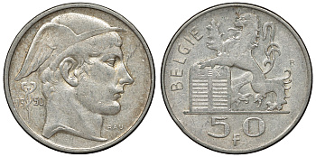 Бельгия 50 франков 1950 Belgie, Лоепольд III (1934-1950) KM 137 серебро    4117-544