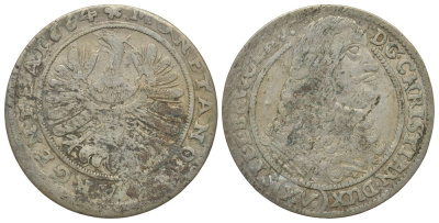 Силезия-Легница-Бжег 15 крейцеров 1664 Кристиан (1639-1673) серебро 413-1632