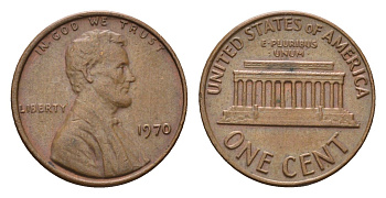 США 1 цент 1970 Линкольн KM 201 медь цинк 4684-157