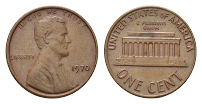 США 1 цент 1970 Линкольн KM 201 медь цинк 4684-157