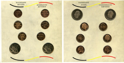 Бельгия набор из 24 монет + жетон монетного двора 1982-1988 Belgie-Belgique, королевский монетный двор Бельгии, в оригинальном буклете, в запайке, тираж 10000 экземпляров, Overbruggingsset + маркер    BUNC  6-5-3-18