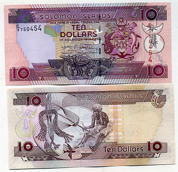 Соломоновы острова 10 долларов ND (2005-2009) ткачиха Pick 27 (2) бумага UNC (пресс) 449-14-1