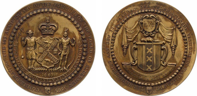 США медаль 1915 250 лет голландскому обществу в Нью-Йорке, 75 мм бронза 02-013-11-3